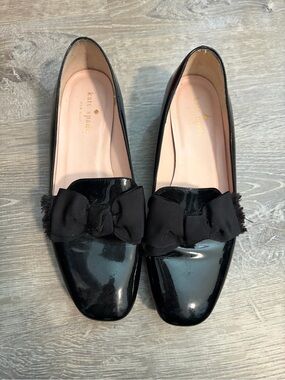 kate spade Black Patent Bow-Accent Loafers